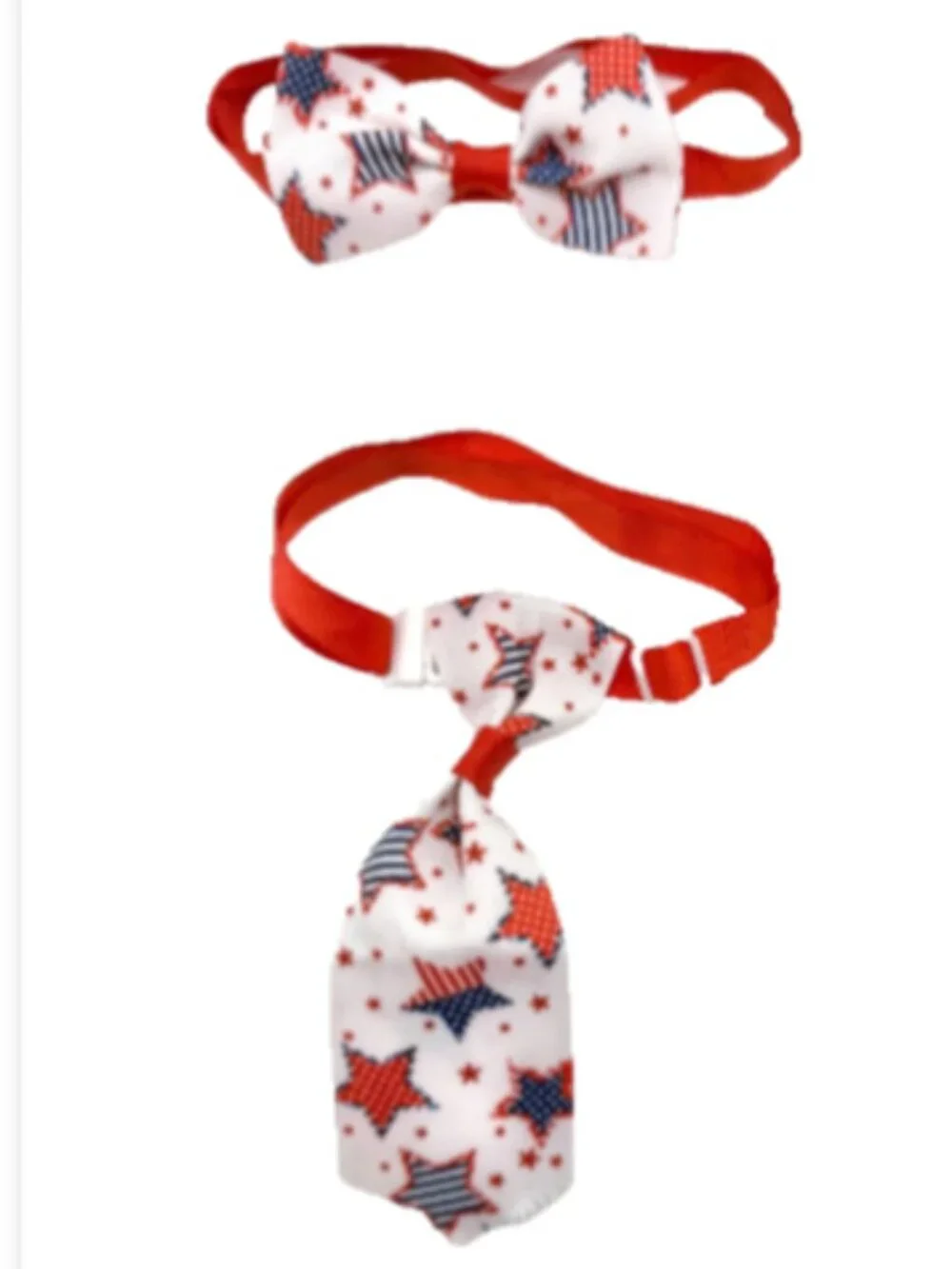 🇺🇸 USA Patriotic Pet Tie Set Stars Stripes Adjustable Dog Cat S/M NEW